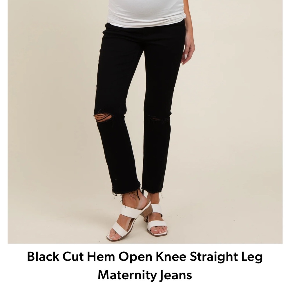 NWT- Pink Blush black cut hem open knee straight leg maternity jeans - size 30